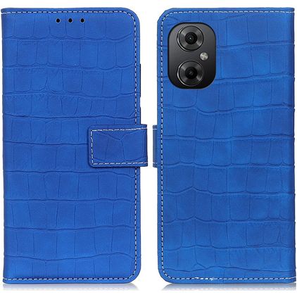 Mobigear Croco POCO M5 Hülle Klapphülle Geldbörse - Blau