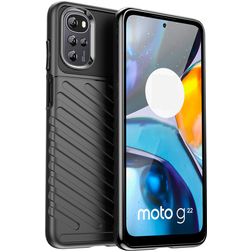 Mobigear Groove Motorola Moto E32s Hülle Flexibles TPU Backcover - Schwarz