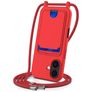 Mobigear Lanyard Card iPhone 17 Silikon Handykette mit Kartenhalter - Rot