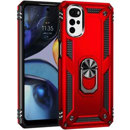 Mobigear Armor Ring Motorola Moto G22 Hülle Hardcase Backcover Stoßfest mit Ringhalter - Rot