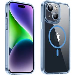 Valenta Trend iPhone 15 Plus MagSafe Hülle Hardcase Backcover - Transparent / Blau