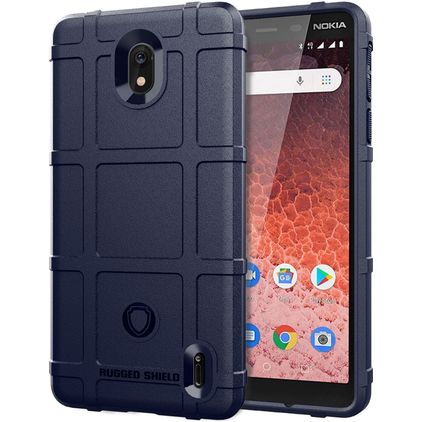 Mobigear Rugged Shield Nokia 1.3 Hülle Flexibles TPU Backcover Stoßfest - Blau