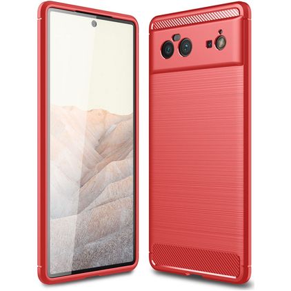 Mobigear Brushed Slim Google Pixel 6 TPU (flexibel) Backcover - Rot