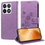 Mobigear Flowers Xiaomi 14T Pro Hülle Klapphülle Geldbörse - Lila
