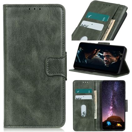 Mobigear Classy POCO F4 Hülle Klapphülle Geldbörse - Grün