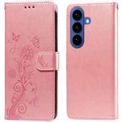 Mobigear Flowers Samsung Galaxy S26 Hülle Klapphülle Geldbörse - Roségold