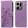 Mobigear Flowers OPPO Find X9 Pro Hülle Klapphülle Geldbörse - Lila