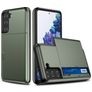 Mobigear Card Samsung Galaxy S21 Plus Hülle Hardcase Backcover Stoßfest mit Kartenhalter - Armeegrün