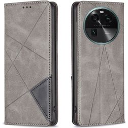 Mobigear Rhombus Slim OPPO Find X6 Hülle Klapphülle - Grau