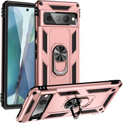 Mobigear Armor Ring Google Pixel 7 Pro Hülle Hardcase Backcover Stoßfest mit Ringhalter - Roségold
