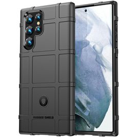 Mobigear Rugged Shield Samsung Galaxy S22 Ultra Hülle Flexibles TPU Backcover Stoßfest - Schwarz