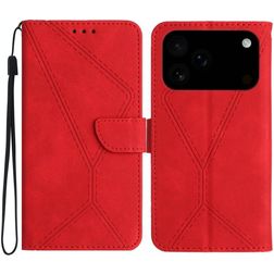 Mobigear Stitch iPhone 17 Pro Hülle Klapphülle Geldbörse - Rot