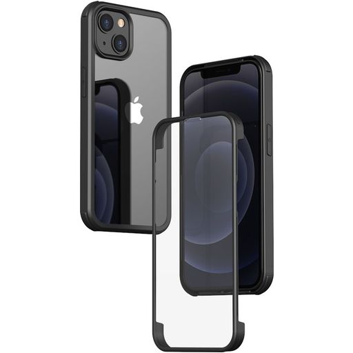 Valenta Full Cover iPhone 14 Plus Hülle Gehärtetes Glas Backcover Stoßfest - Transparent / Schwarz