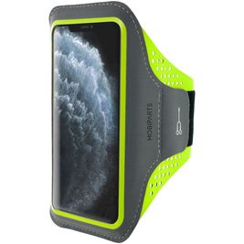 Mobiparts Comfort Fit Handyhalterung Joggen iPhone 11 Pro Max Sporthülle Neopren Sportarmband - Neon Green
