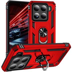 Mobigear Armor ring Xiaomi 15 Hülle Hardcase Backcover Stoßfest mit Ringhalter - Rot