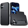 Mobigear Card iPhone 16 Plus Hülle Hardcase Backcover Stoßfest mit Kartenhalter - Schwarz