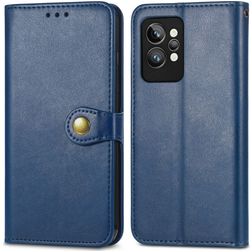 Mobigear Snap Button Realme GT2 Pro Hülle Klapphülle Geldbörse - Blau
