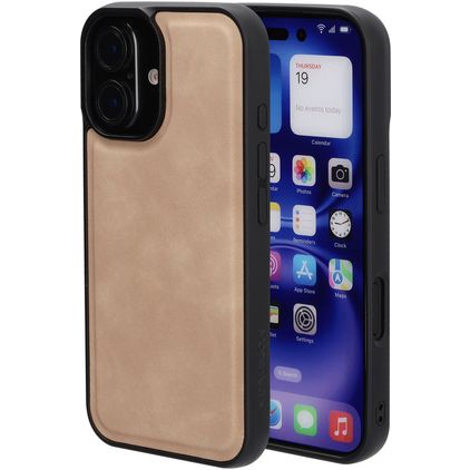 Mobiparts Classic iPhone 16 MagSafe Hülle TPU,Kunstleder Backcover - Moonstone Beige