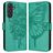 Mobigear Butterfly Samsung Galaxy M55 Klapphülle Portemonnaie - Grün