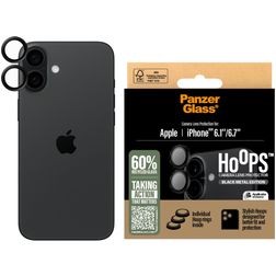 PanzerGlass Hoops iPhone 16 Gehärtetes Glas Kameralinsen Schutz - Hüllenfreundlich - Schwarz