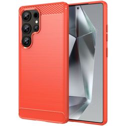 Mobigear Brushed Slim Samsung Galaxy S25 Ultra Hülle Flexibles TPU Backcover - Rot