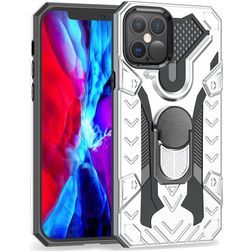 Mobigear Armor Ring iPhone 12 Pro Max Hülle Hardcase Backcover Stoßfest mit Ringhalter - Silber