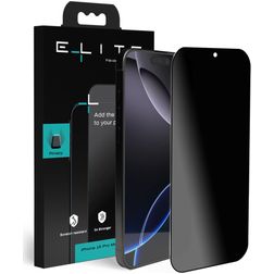 Elite iPhone 16 Pro Max Panzerglas Gehärtetes Glas Displayschutz Privacy - Hüllenfreundlich - Schwarz