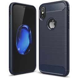 Mobigear Brushed Slim iPhone XR Hülle Flexibles TPU Backcover - Marineblau