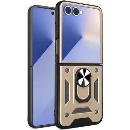 Mobigear Armor Ring Samsung Galaxy Z Flip 7 Hülle Hardcase Backcover Stoßfest mit Ringhalter - Gold
