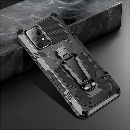 Mobigear Armor Stand Samsung Galaxy A52 Hülle Hardcase Backcover Stoßfest mit Ständer - Schwarz