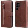 Mobigear Zipper Samsung Galaxy S23 Ultra Hülle Klapphülle Geldbörse - Braun