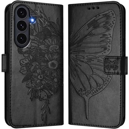 Mobigear Butterfly Samsung Galaxy S26 FE Hülle Klapphülle Geldbörse - Schwarz