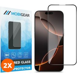 Mobigear Premium iPhone 16 Pro Max Panzerglas Gehärtetes Glas Displayschutz - Hüllenfreundlich - Schwarz (2er Pack)