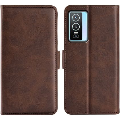 Mobigear Slim Magnet Vivo Y76 Hülle Klapphülle Geldbörse - Braun