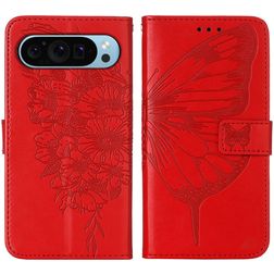Mobigear Butterfly Google Pixel 9 Hülle Klapphülle Geldbörse - Rot