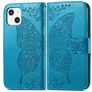 Mobigear Butterfly iPhone 13 Mini Hülle Klapphülle Geldbörse - Blau