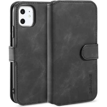 Mobigear Retro iPhone 11 Hülle Klapphülle Geldbörse - Schwarz