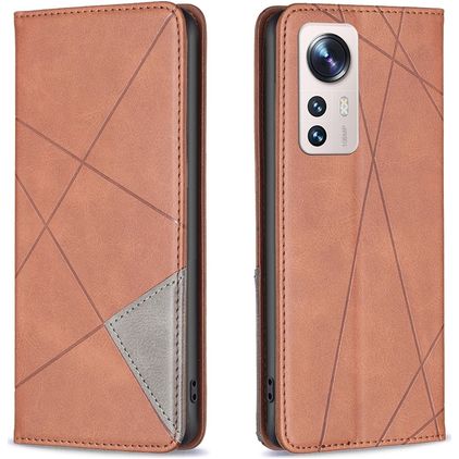 Mobigear Rhombus slim Xiaomi 12 Lite Hülle Klapphülle - Braun