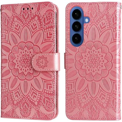Mobigear Sunflower Samsung Galaxy S26 Plus Hülle Klapphülle Geldbörse - Roségold