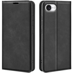 Mobigear Retro Slim iPhone 16e Hülle Klapphülle Geldbörse - Schwarz