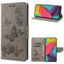 Mobigear Butterfly Samsung Galaxy M53 Hülle Klapphülle Geldbörse - Grau