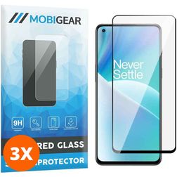 Mobigear Premium OnePlus Nord 2T 5G Panzerglas Gehärtetes Glas Displayschutz - Hüllenfreundlich - Schwarz (3er Pack)