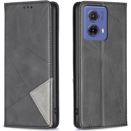Mobigear Rhombus Slim Motorola Moto G85 Hülle Klapphülle - Schwarz