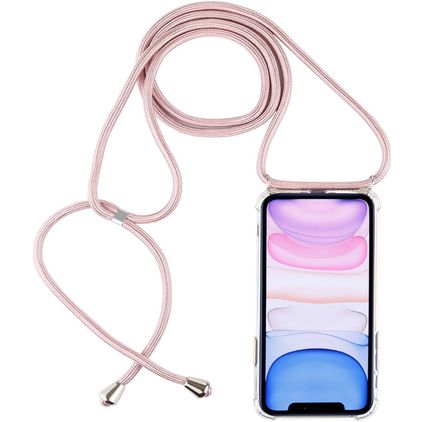 Mobigear Lanyard iPhone 11 Flexibles TPU Handykette - Transparent / Roségold
