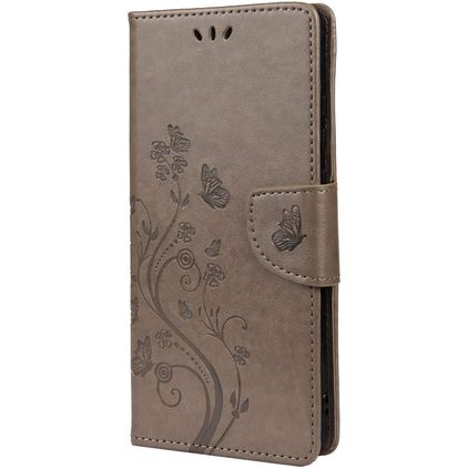 Mobigear Flowers Samsung Galaxy A33 Hülle Klapphülle Geldbörse - Grau