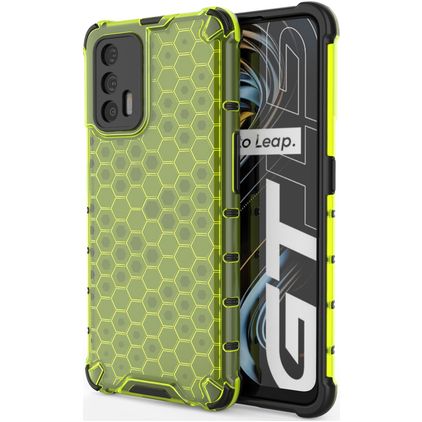 Mobigear Honeycomb Realme GT Hülle Hardcase Backcover Stoßfest - Grün