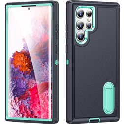 Mobigear Rugged Stand Samsung Galaxy S23 Ultra Hülle Hardcase Backcover Stoßfest mit Ständer - Dunkelblau