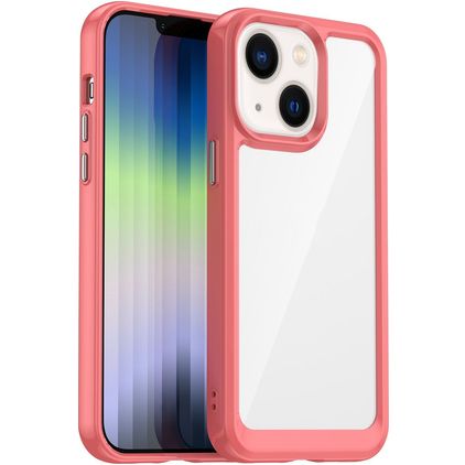 Mobigear Crystal iPhone 14 Plus Hülle Hardcase Backcover - Transparent / Rot