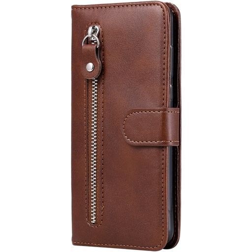 Mobigear Zipper Xiaomi Mi Note 10 Lite Hülle Klapphülle Geldbörse - Braun