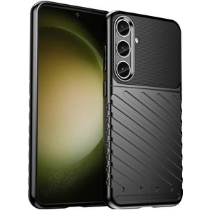 Mobigear Groove Samsung Galaxy S24 Plus Hülle Flexibles TPU Backcover - Schwarz